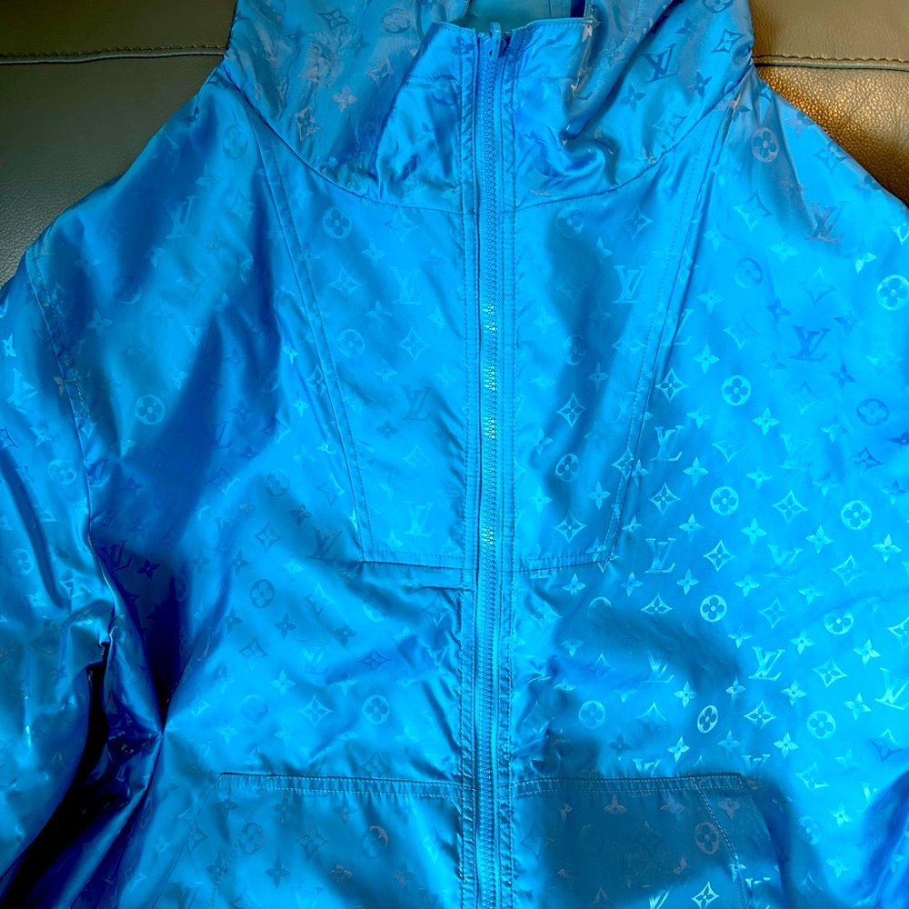 Versatile Elegance: Louis Vuitton Light Blue Monogram Reversible Windbreaker